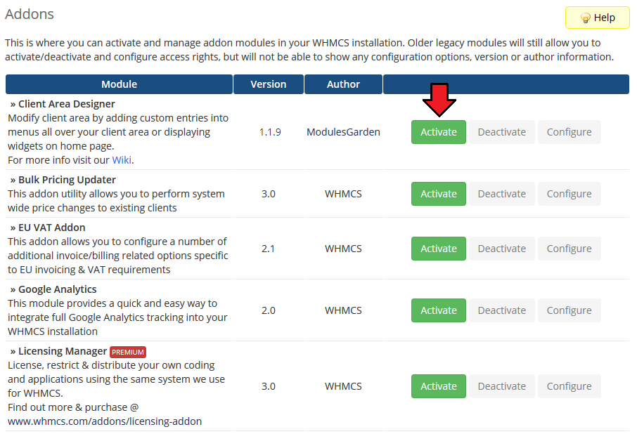 cpanel shortcuts domains_addons whmcs